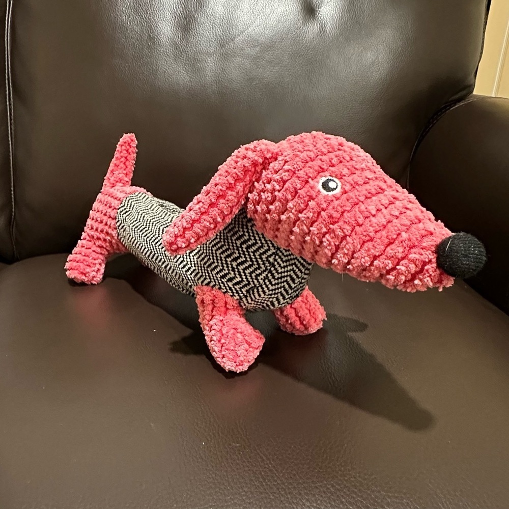 SQUEAKY TOY Cheerful Pink Black Dog Cat Plush Toy Terrycloth Soft Fabric